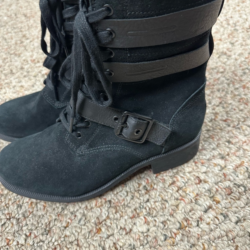 UGG Black Suede Lace-Up Boots